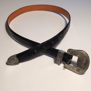 Silver Creek Black Leather Texas Southern Belt